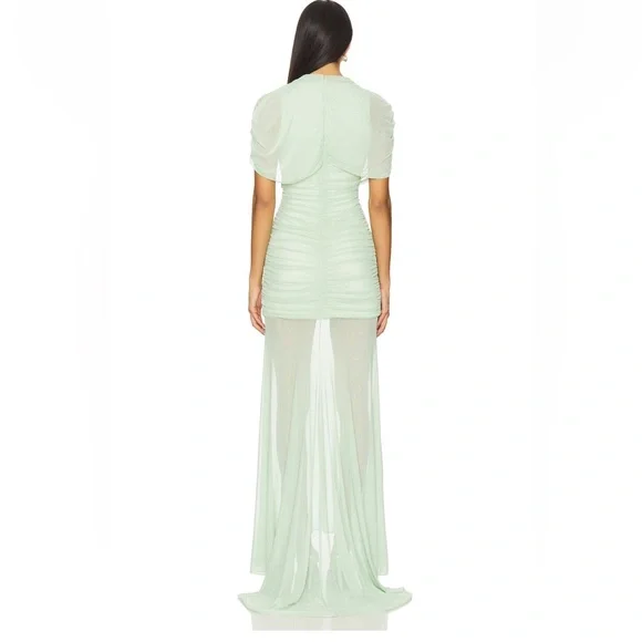 Amanda Uprichard Evianna Gown in Pistachio. - Picture 3 of 7